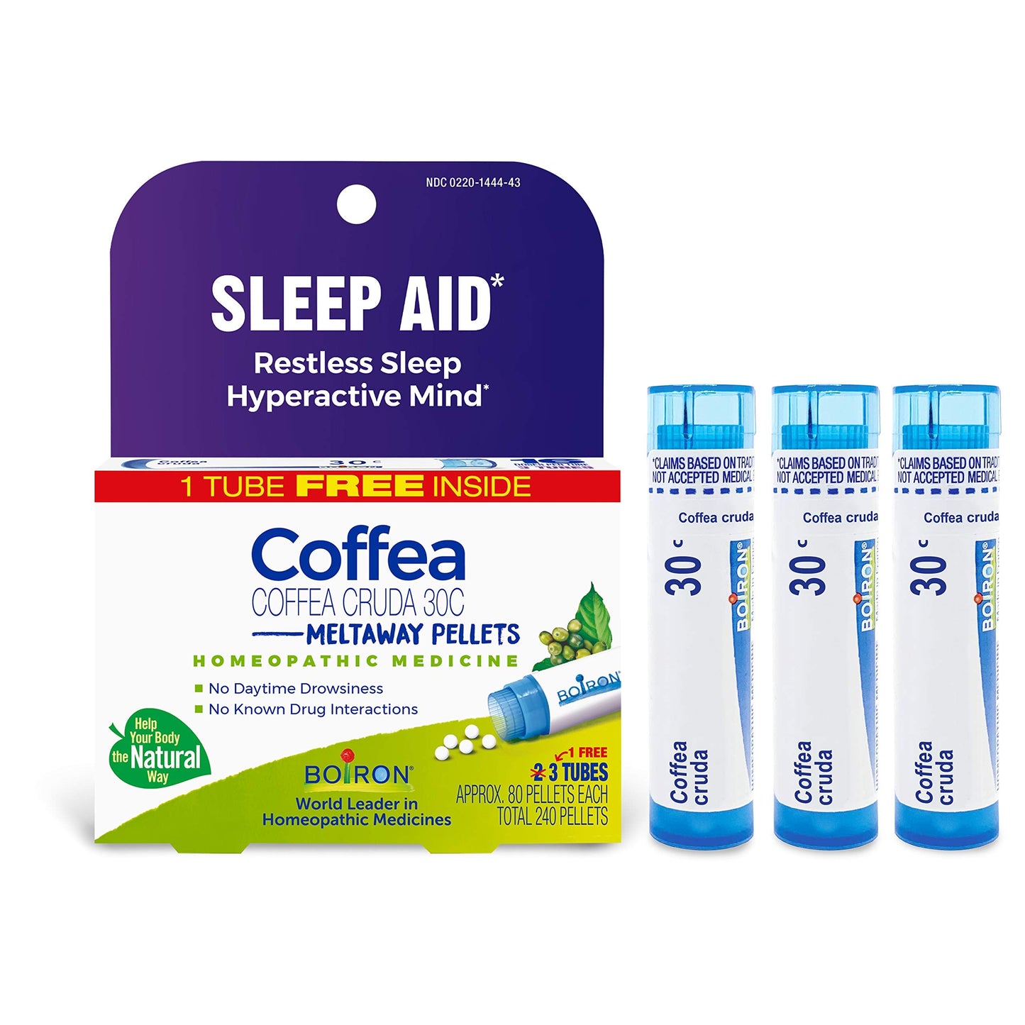 Boiron Coffea Cruda 30C Sleep Aid - Restless Sleep & Racing Thoughts (240 Pellets)