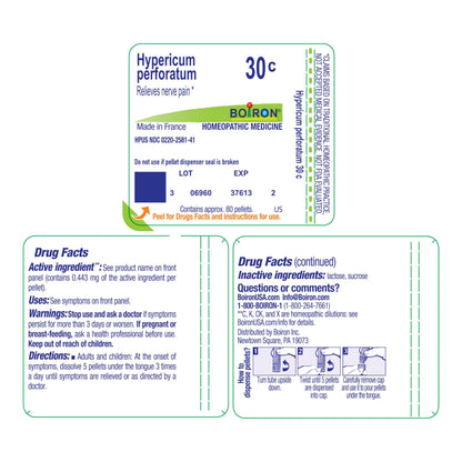 Boiron Hypericum Perforatum 30C - Homeopathic Nerve Pain Relief, 80 Pellets