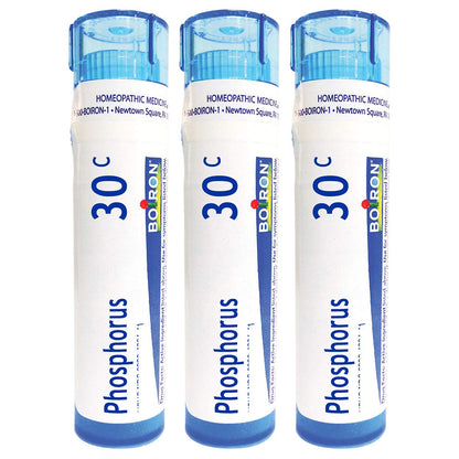 Boiron Phosphorus 30C – Dizziness with Sleeplessness Homeopathic Medicine (Pack of 3, 240 Pellets)