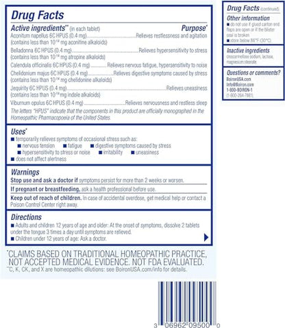 Boiron StressCalm - Relief from Stress, Anxiousness, Nervousness, Irritability, and Fatigue | 60 Count Pack of 2