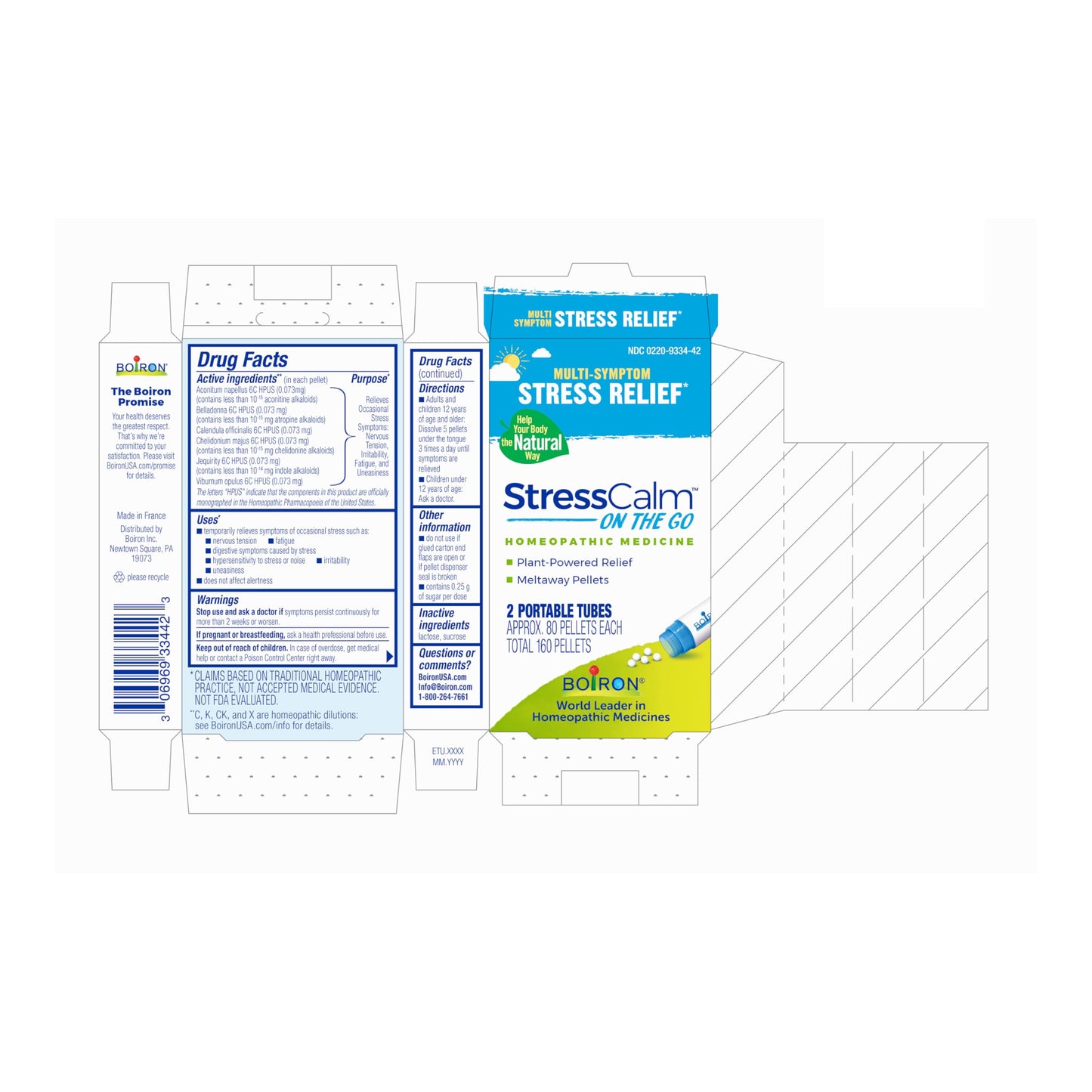 Boiron StressCalm On The Go - Multi-Symptom Stress Relief (80 Count, 4 Tubes)