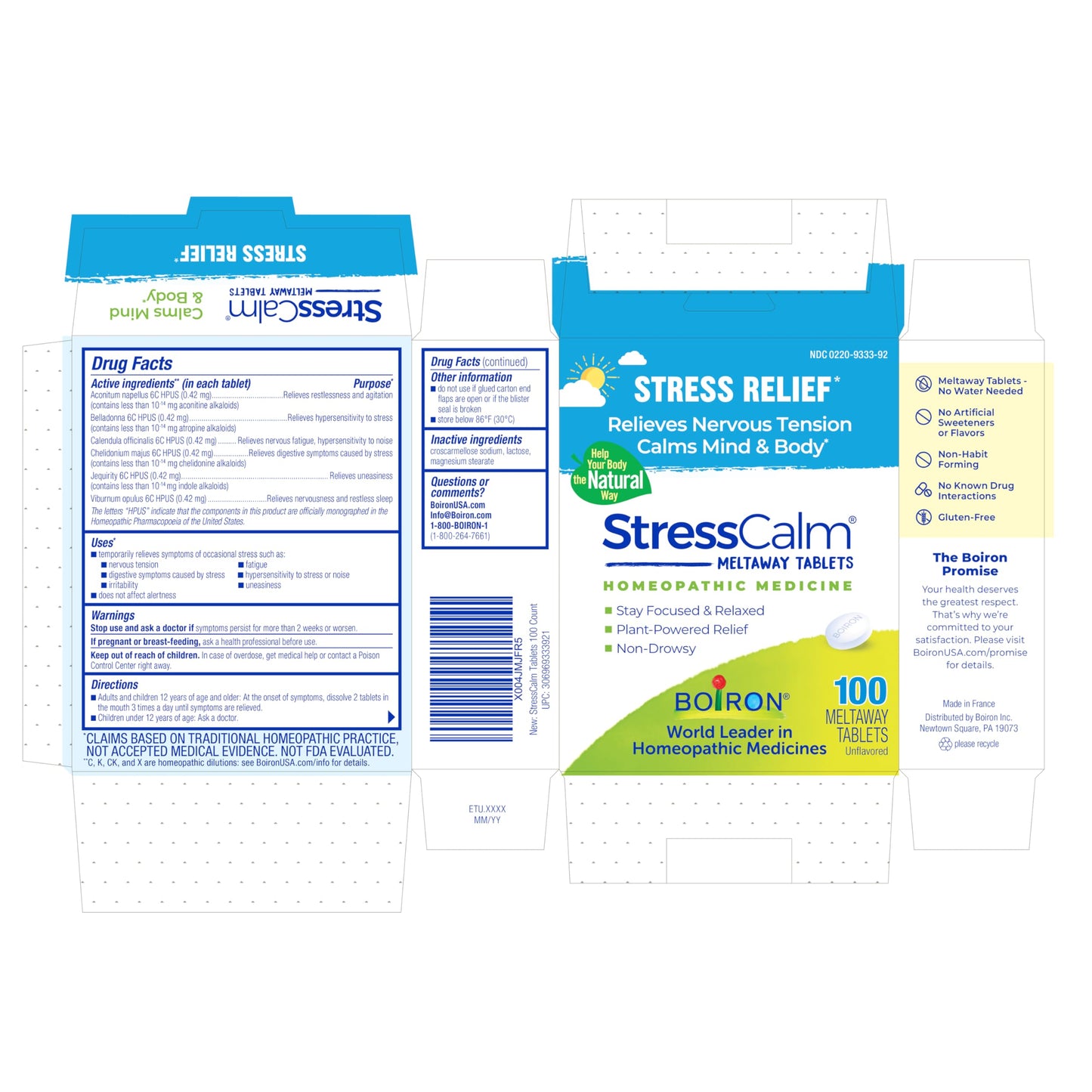 Boiron StressCalm Tabs — 100 Count | Non-Drowsy Stress Relief & Meltaway Tablets