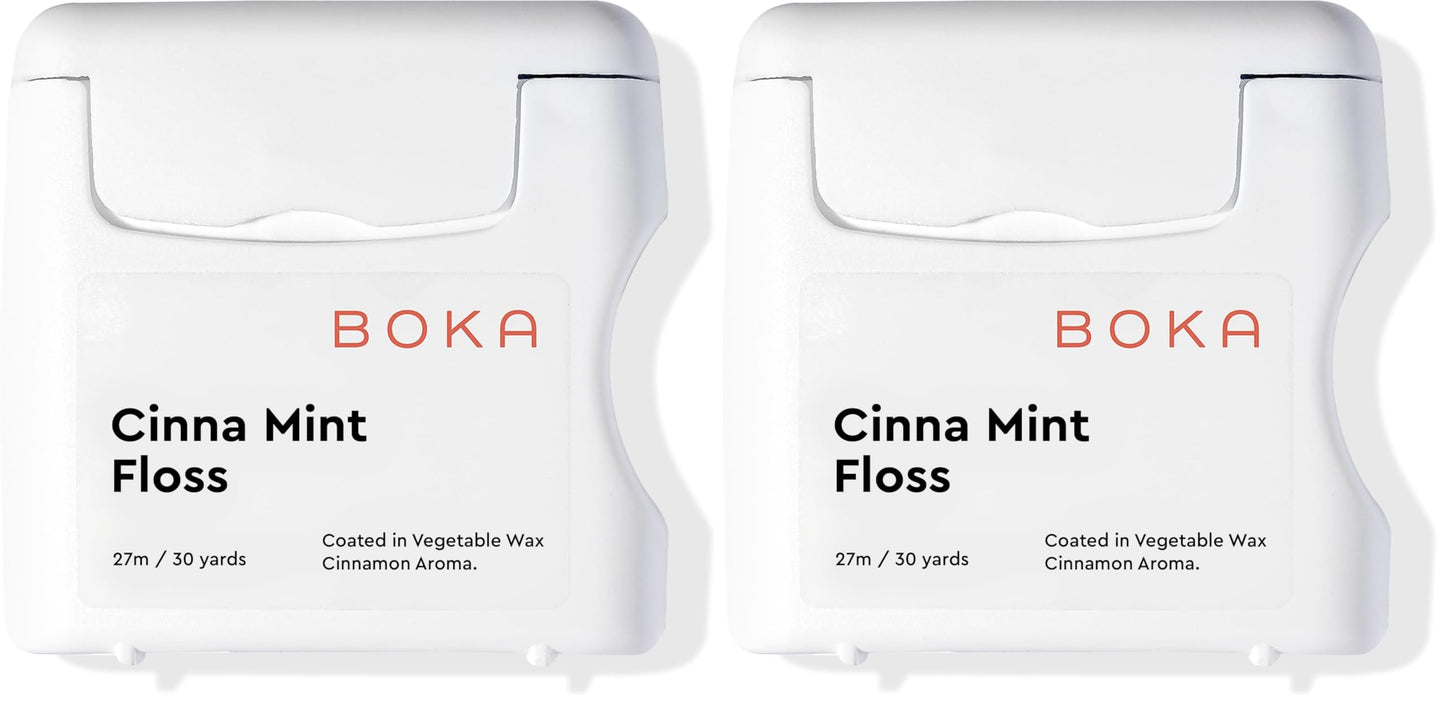 Boka Cinna Mint Woven Dental Floss - Natural Vegetable Wax, 30 Yards (Pack of 2)