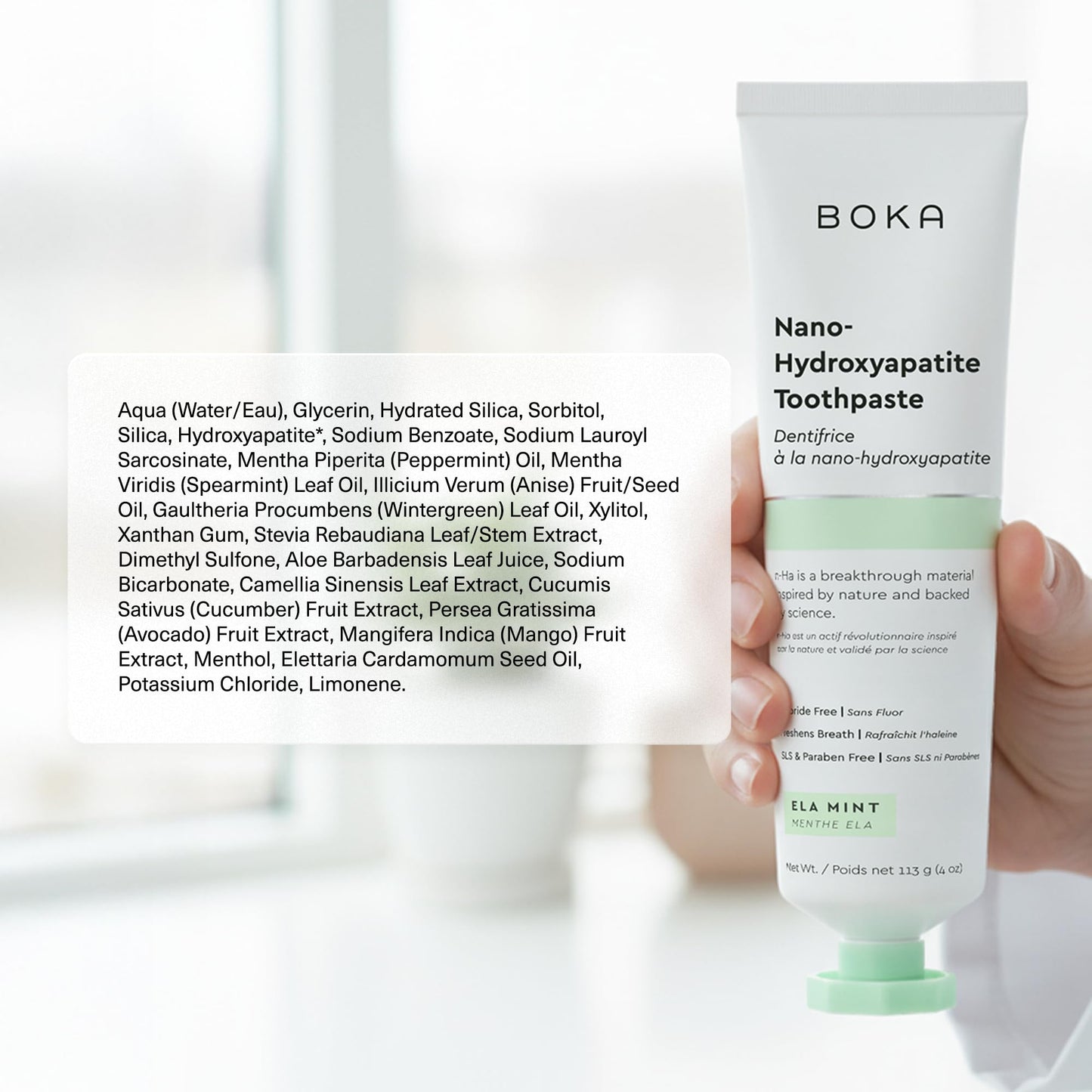 Boka Fluoride Free Nano Hydroxyapatite Toothpaste – Ela Mint, 4 oz, 3-Pack (US Made)