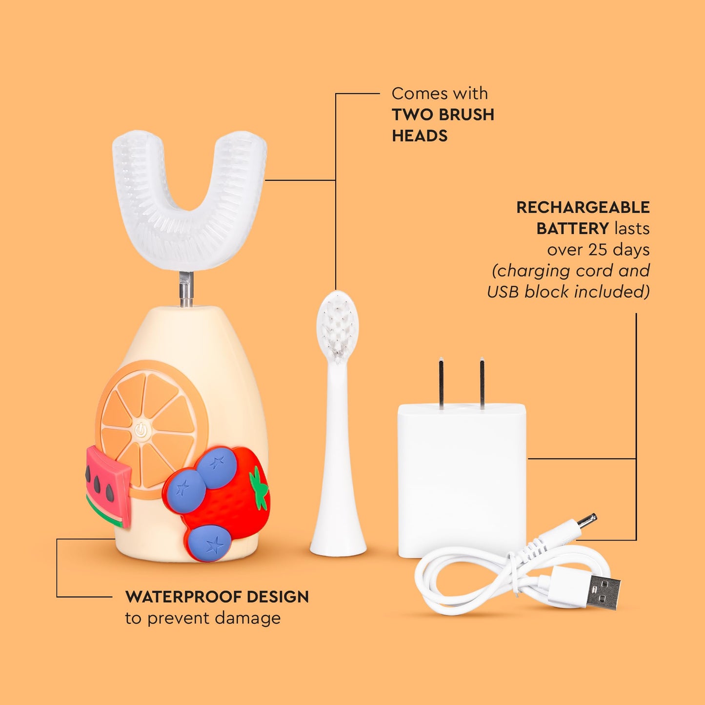 Boka Kids Sonic Electric Toothbrush – Rechargeable, Food-Grade Silicone Bristles, U Brush & Nylon Brush Set