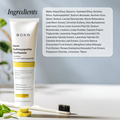 Boka Fluoride-Free Toothpaste | Nano-Hydroxyapatite for Sensitive Teeth | Lemon Lavender 4oz