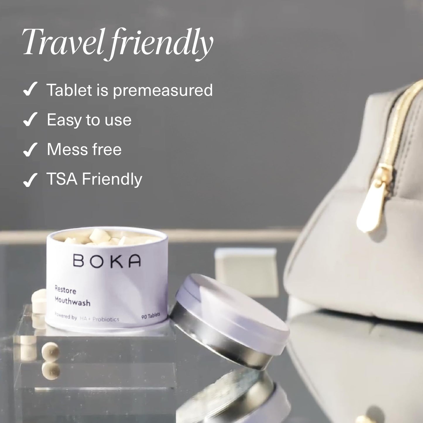 Boka Travel Size Mouthwash Tablets | Hydroxyapatite, Fluoride-Free, Alcohol-Free, Mint (Pack of 2, 90 Pcs)