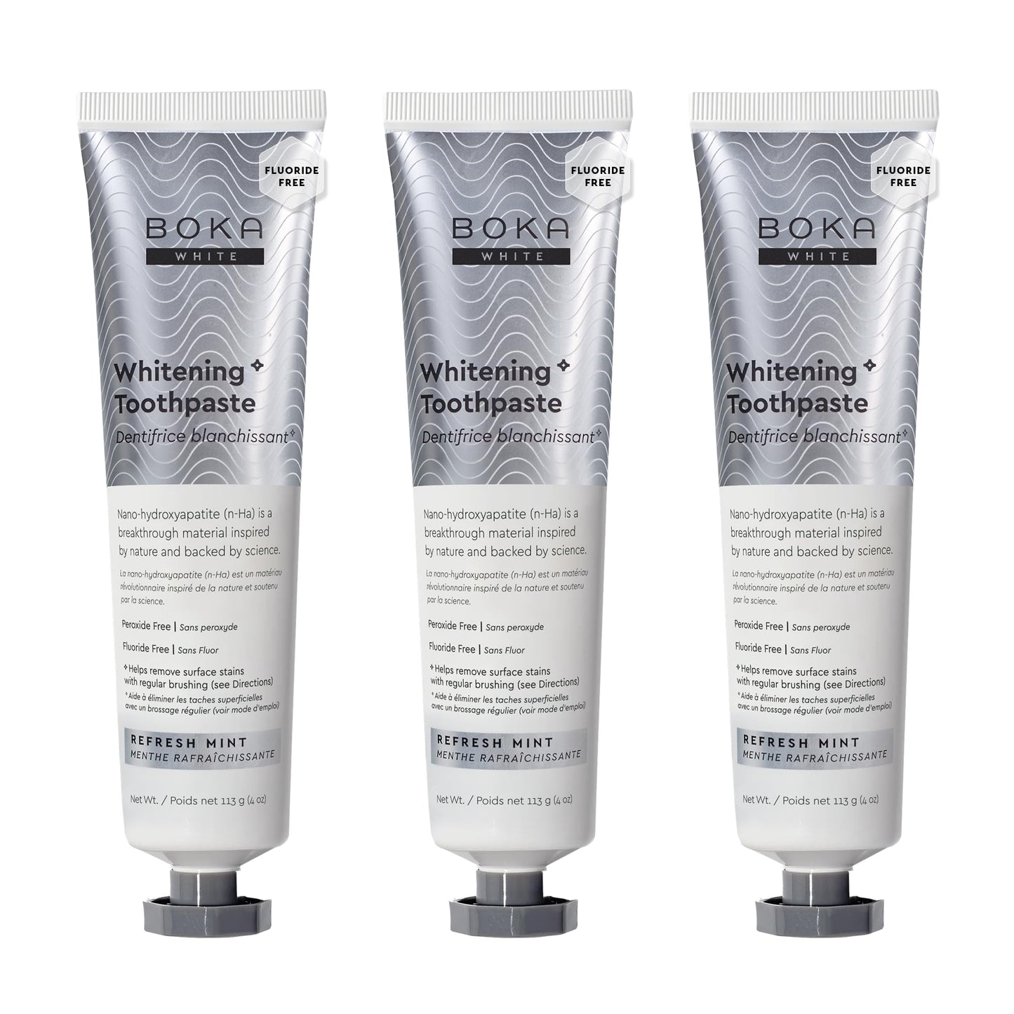 Boka Fluoride Free Toothpaste with Nano Hydroxyapatite – Sensitive Teeth, Whitening Mint, 4 oz, 3 Pack, US Made