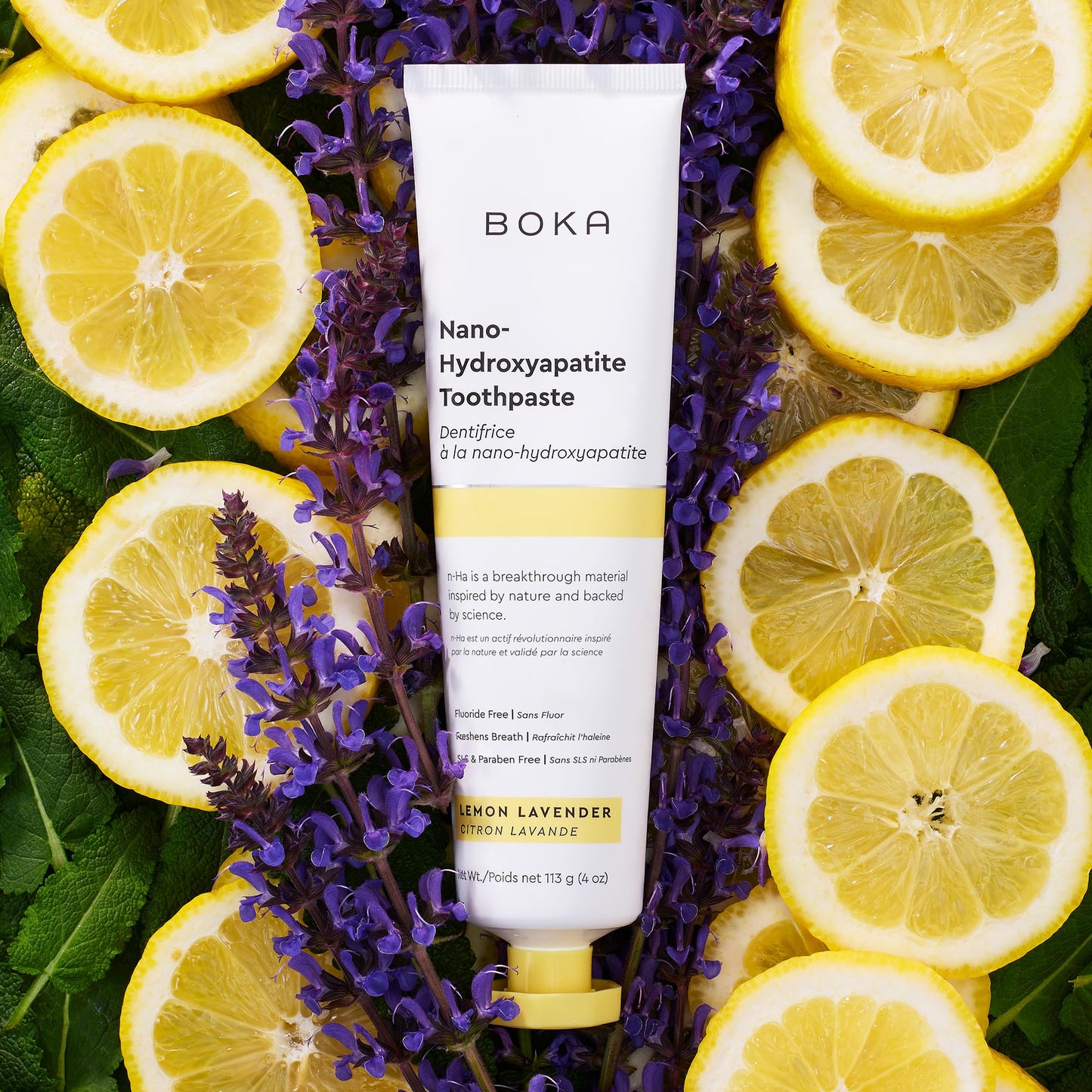 Boka Fluoride-Free Toothpaste | Nano-Hydroxyapatite for Sensitive Teeth | Lemon Lavender 4oz