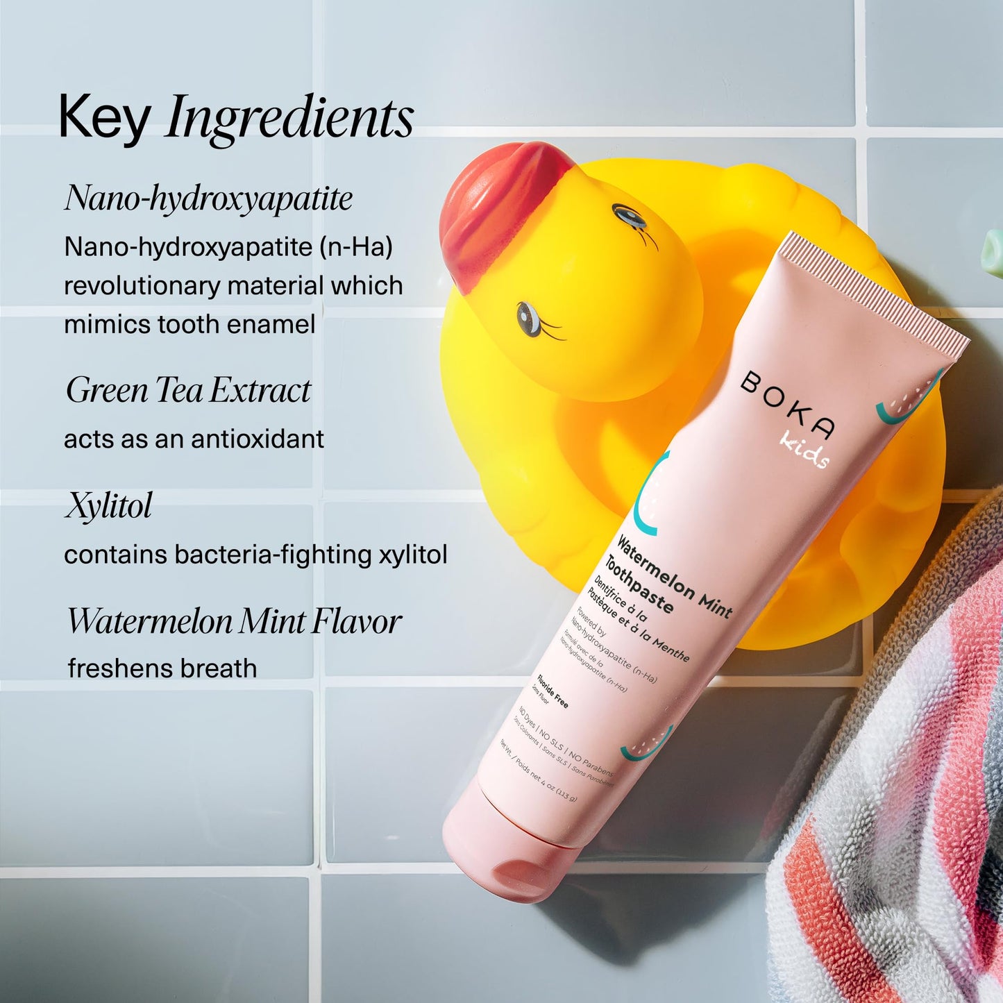 Boka Fluoride-Free Toothpaste – Nano Hydroxyapatite, Watermelon Mint (4 oz) – USA Made