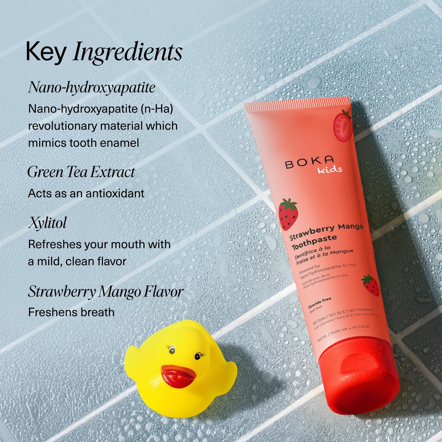 Boka Fluoride Free Toothpaste Nano Hydroxyapatite - Strawberry Mango 1.3 oz 2pk | US Made