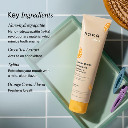 Boka Fluoride Free Toothpaste with Nano Hydroxyapatite for Kids | Orange Cream 4 oz