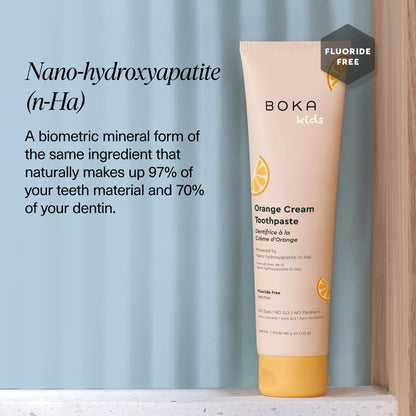 Boka Nano Hydroxyapatite Toothpaste – Fluoride Free, Orange Cream, 4 oz 3Pk (US Manufactured)