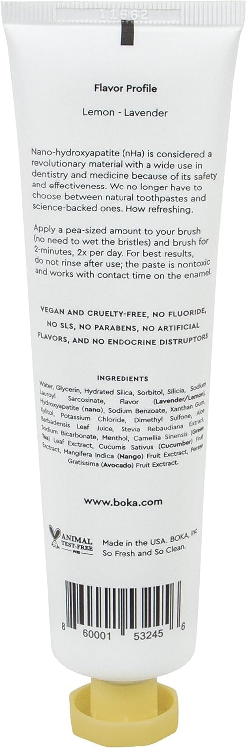 Boka Fluoride-Free Toothpaste | Nano-Hydroxyapatite for Sensitive Teeth | Lemon Lavender 4oz