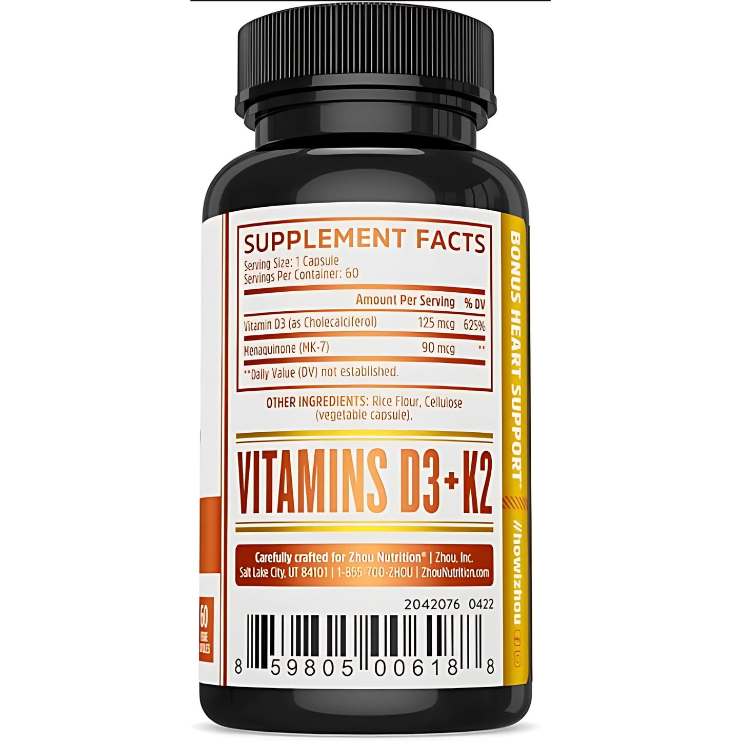 ZHOU D3 + K2 & Thyroid Support Bundle | Vitamin D3 5000 IU, MK-7, Zinc, Iodine & Selenium | 120 Capsules