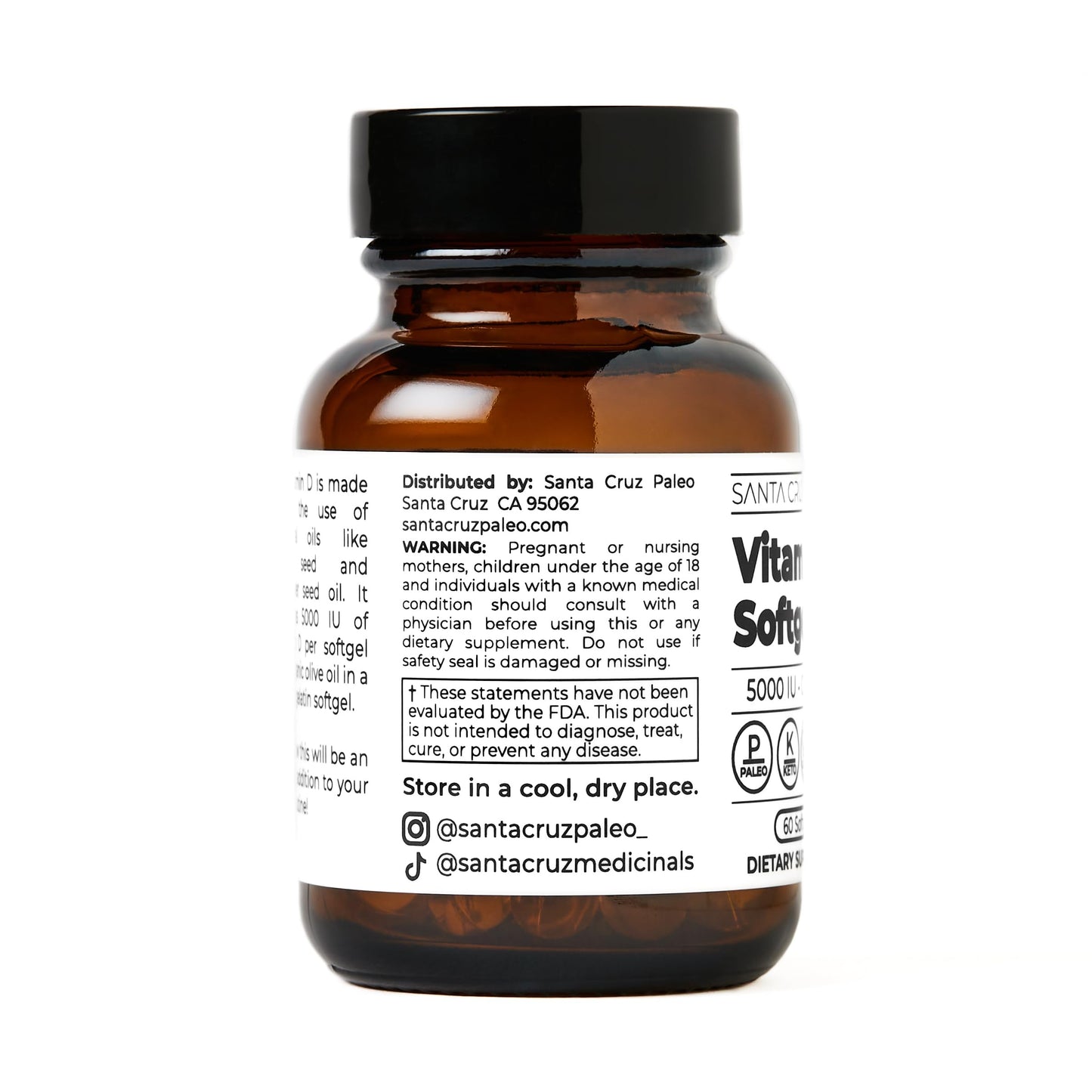 Santa Cruz Paleo Vitamin D3 5000 IU - Olive Oil Softgels, 60 Count
