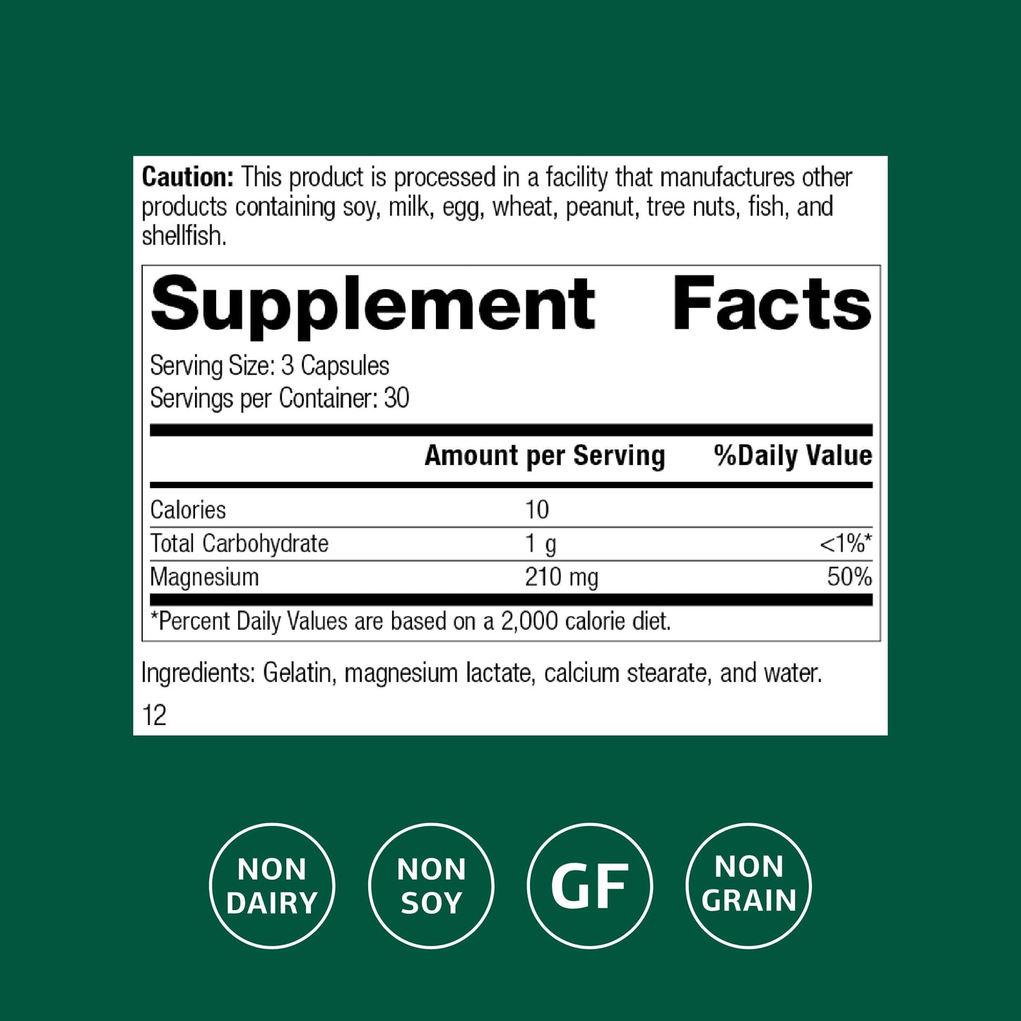 Standard Process Magnesium Lactate 90 Capsules | Energy, Muscle & Bone Support