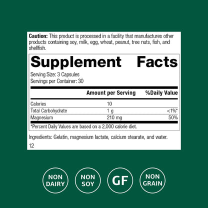 Standard Process Magnesium Lactate 90 Capsules | Energy, Muscle & Bone Support