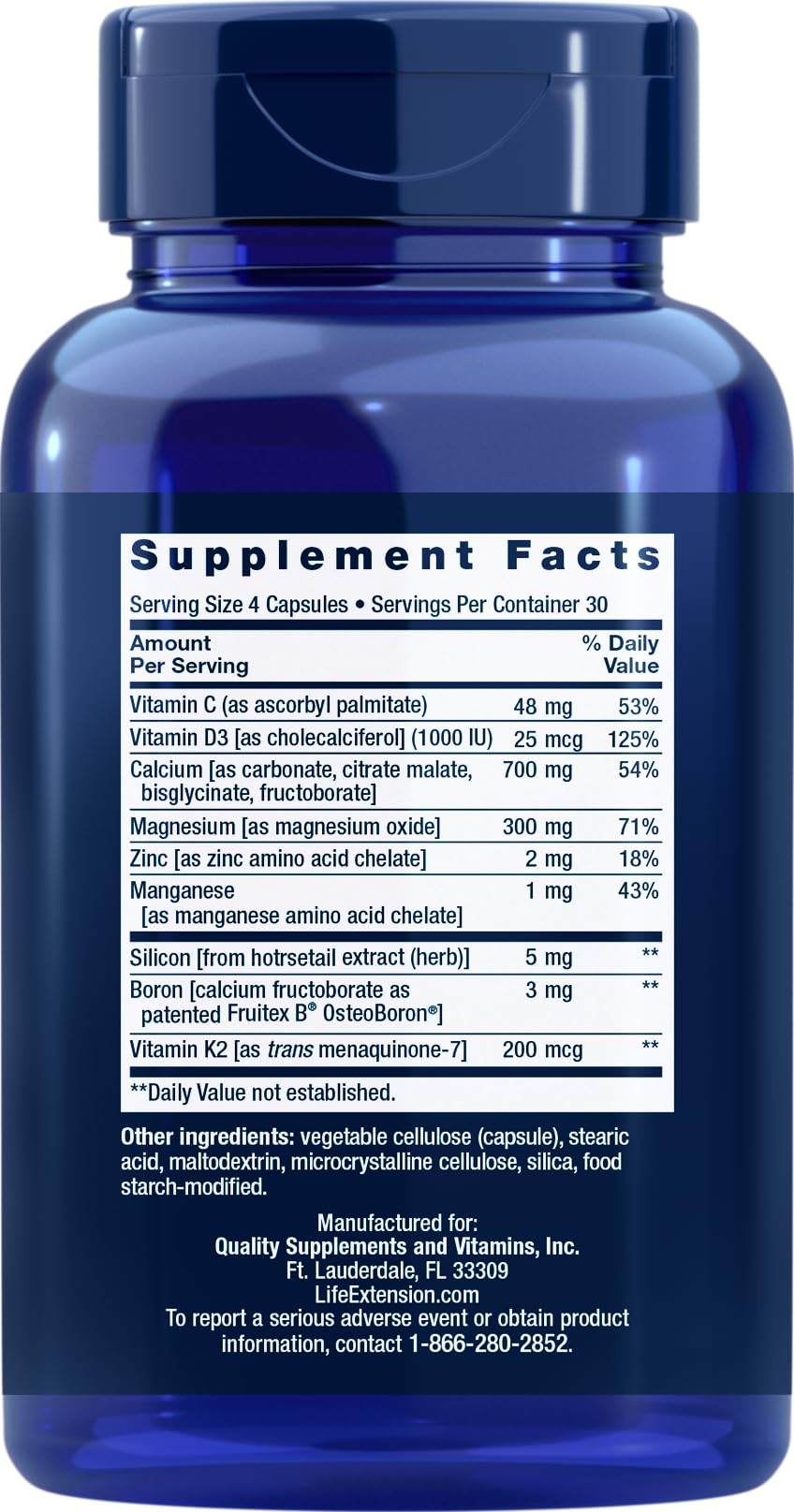 Life Extension Bone Restore Calcium with Vitamin K2 — 120 Capsules (Pack of 3)