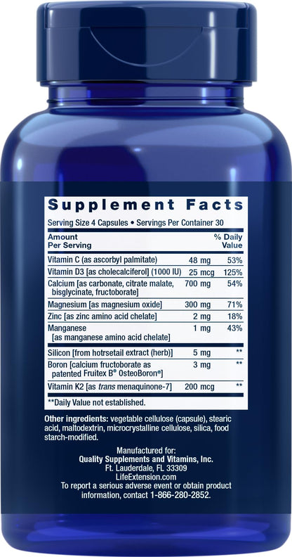 Life Extension Bone Restore Calcium with Vitamin K2 — 120 Capsules (Pack of 3)