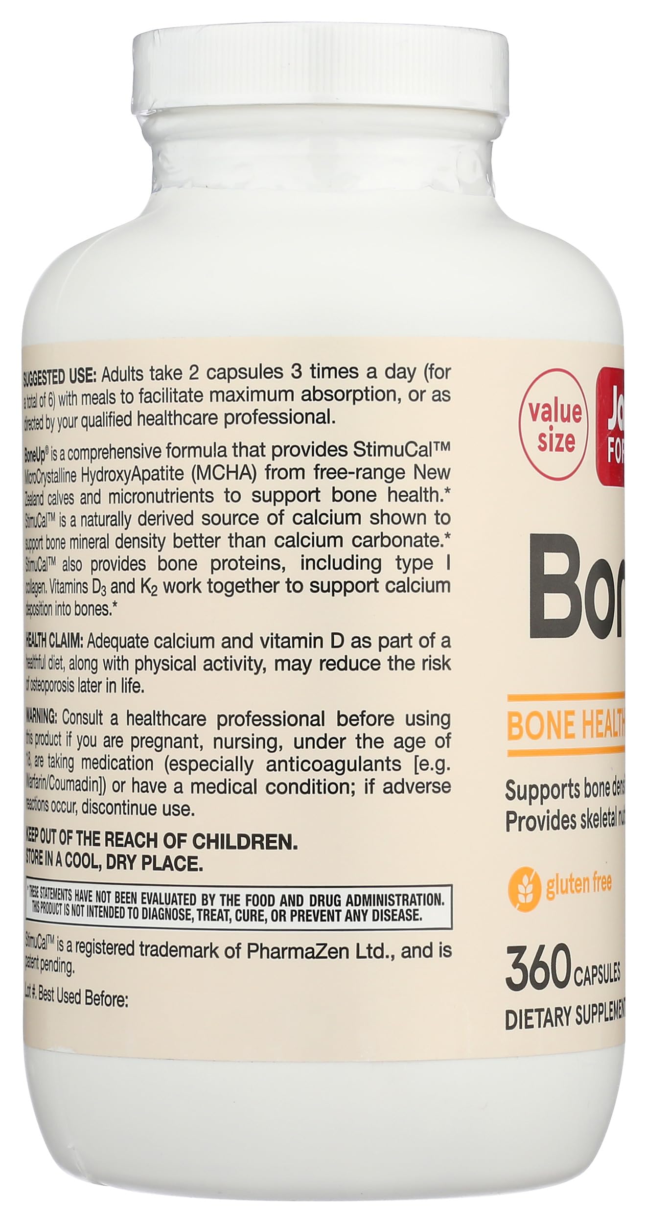 Jarrow Formulas BoneUp – Bone Health Micronutrient Formula (360 Capsules, 180 Servings) with D3, K2 MK-7 & Calcium