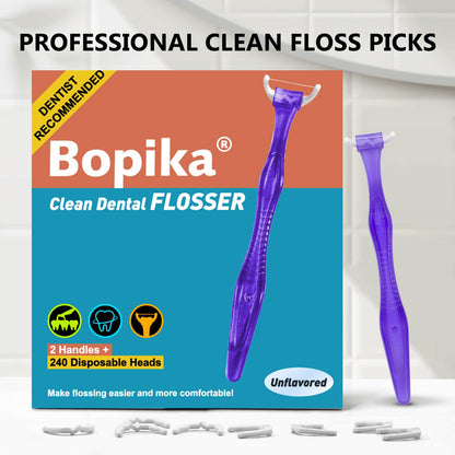 Bopika Dental Floss – Extra Strength Floss with 1 Handle & 120 Refill Heads