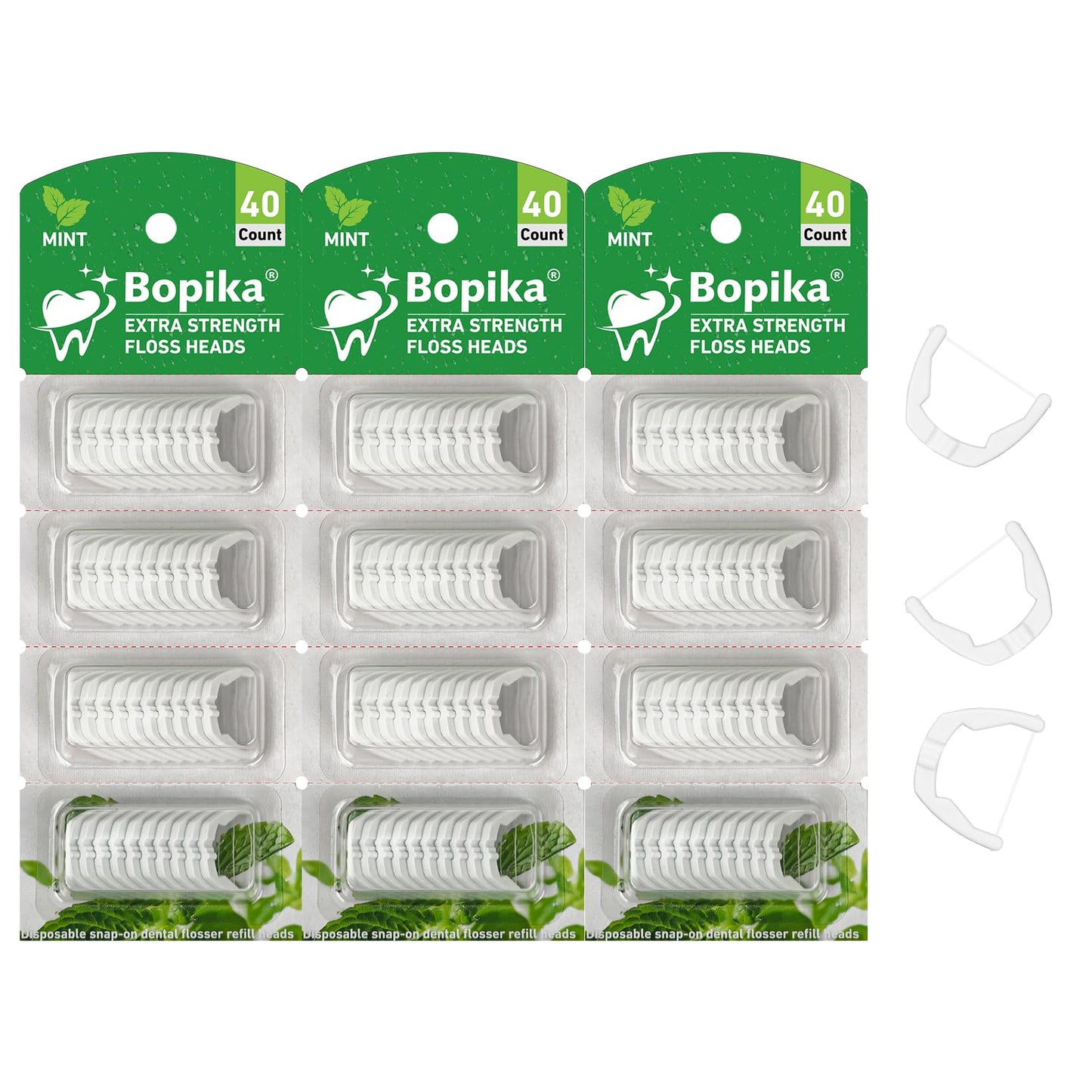 bopika Ultraclean Access Flosser Refill Heads – Mint, 3 Pack (120 Count) – Listerine Ultraclean Compatible
