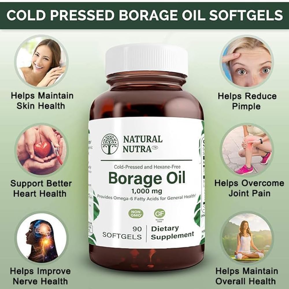Natural Borage Oil with GLA – Skin, Nerve & Joint Support (90 Softgels)