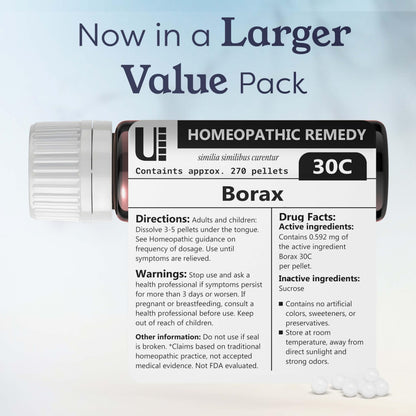 Borax 30C Homeopathic Remedy – 270 Pellets | Lactose-Free