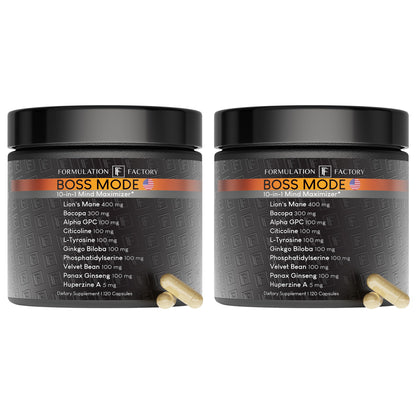 Formulation Factory Boss Mode 10-in-1 Nootropic – Focus & Memory Boost (2 Pack)