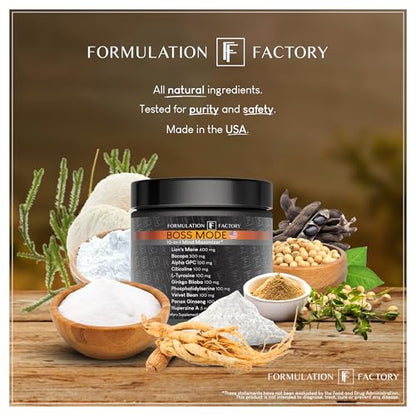 Formulation Factory Boss Mode 10-in-1 Nootropic – Focus & Memory Boost (2 Pack)
