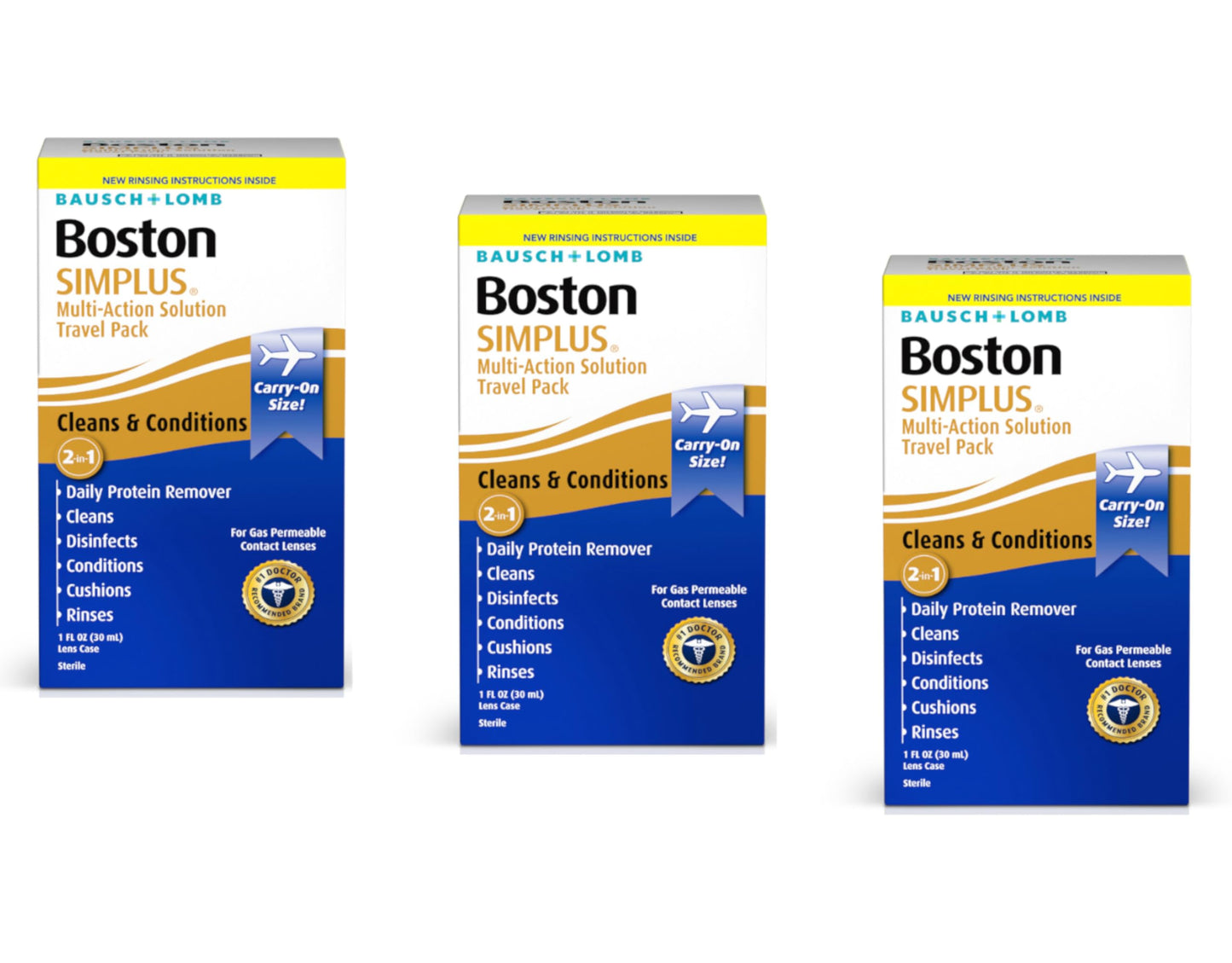 Boston Simplus Travel Kit & Lens Case – 3-Pack, 1 oz (30 mL) | Bausch + Lomb