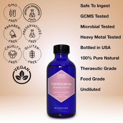 Frankincense Essential Oil – Food Grade & Edible for Face | Zongle Therapeutics 4 oz