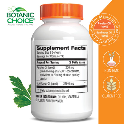 Botanic Choice Parsley Seed Oil – Bad Breath Relief from Odor-Causing Foods, 60 Softgels