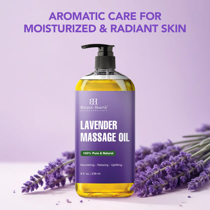 Lavender Massage Oil with Pure Lavender – Botanic Hearth (8 oz) Unscented, Quick Absorption