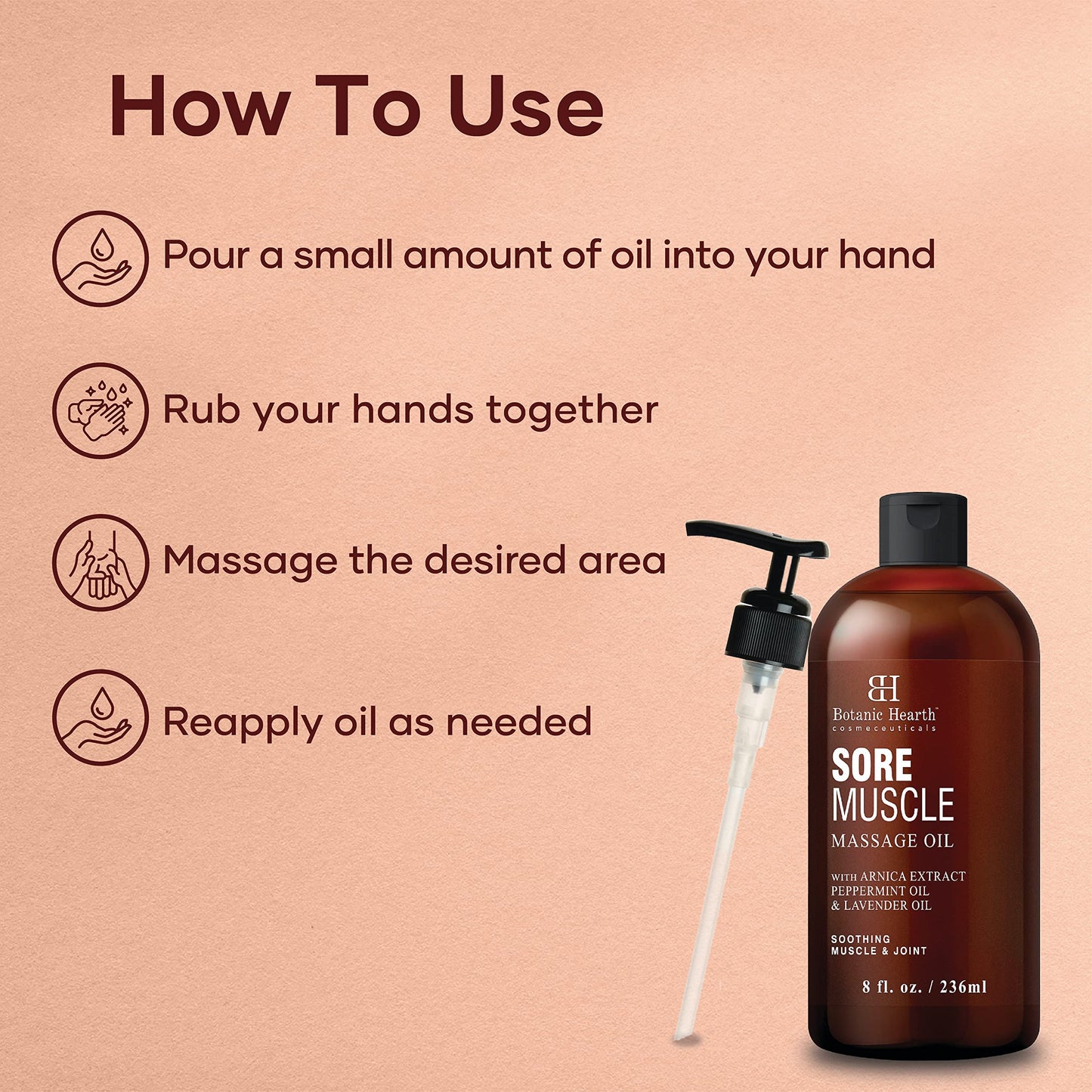 Botanic Hearth Sore Muscle Massage Oil with Arnica Montana Extract - 8 oz