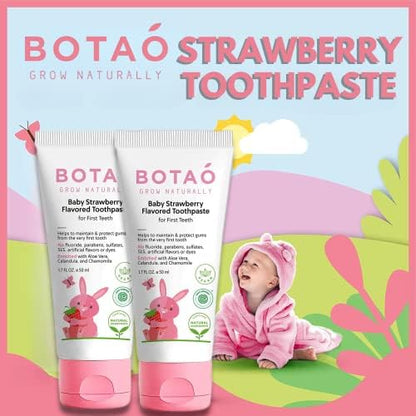 BOTAO Fluoride Free Toddler Toothpaste – Strawberry Flavor (2-Pack) | EWG Verified, Vegan