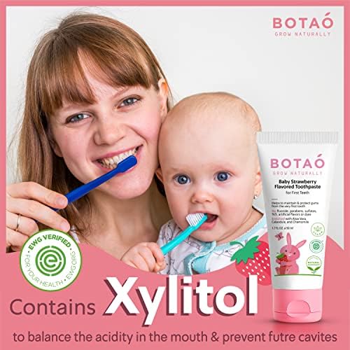 BOTAO Fluoride Free Toddler Toothpaste – Strawberry Flavor (2-Pack) | EWG Verified, Vegan