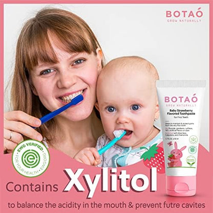 BOTAO Fluoride Free Toddler Toothpaste – Strawberry Flavor (2-Pack) | EWG Verified, Vegan