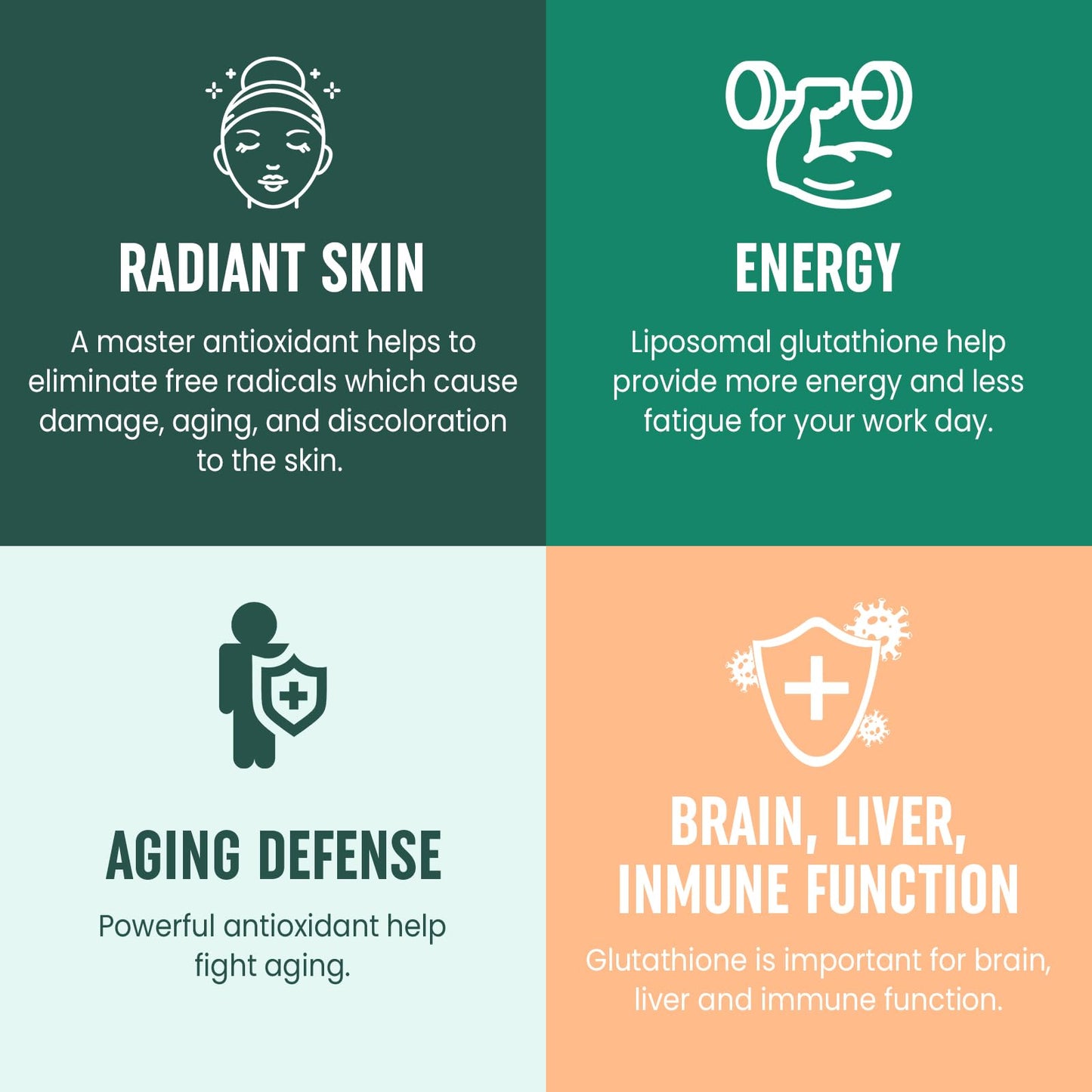 8-in-1 Liposomal Glutathione 2400 MG | High Absorption Antioxidant Formula – 180 Softgels