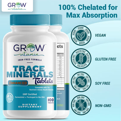 Grow Vitamin Trace Minerals Enhanced Complex – 100 Tablets, 70+ Minerals
