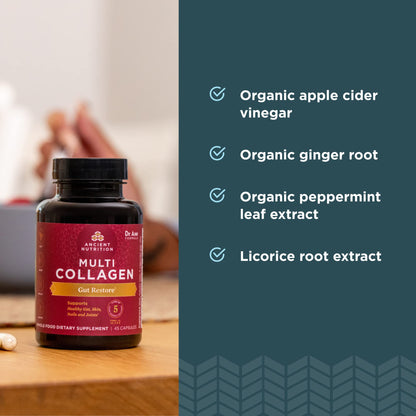 Ancient Nutrition Multi Collagen Capsules with Probiotics for Gut Health – 90 Count