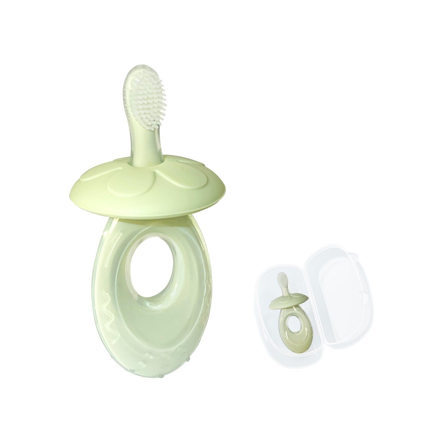 BOVELLA Baby Toothbrush & Teether – Ultra Soft Silicone (Green)
