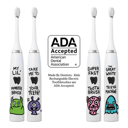 Made by Dentists Kids Electric Toothbrush – Rechargeable, 6 Replacement Heads (Cheetah)