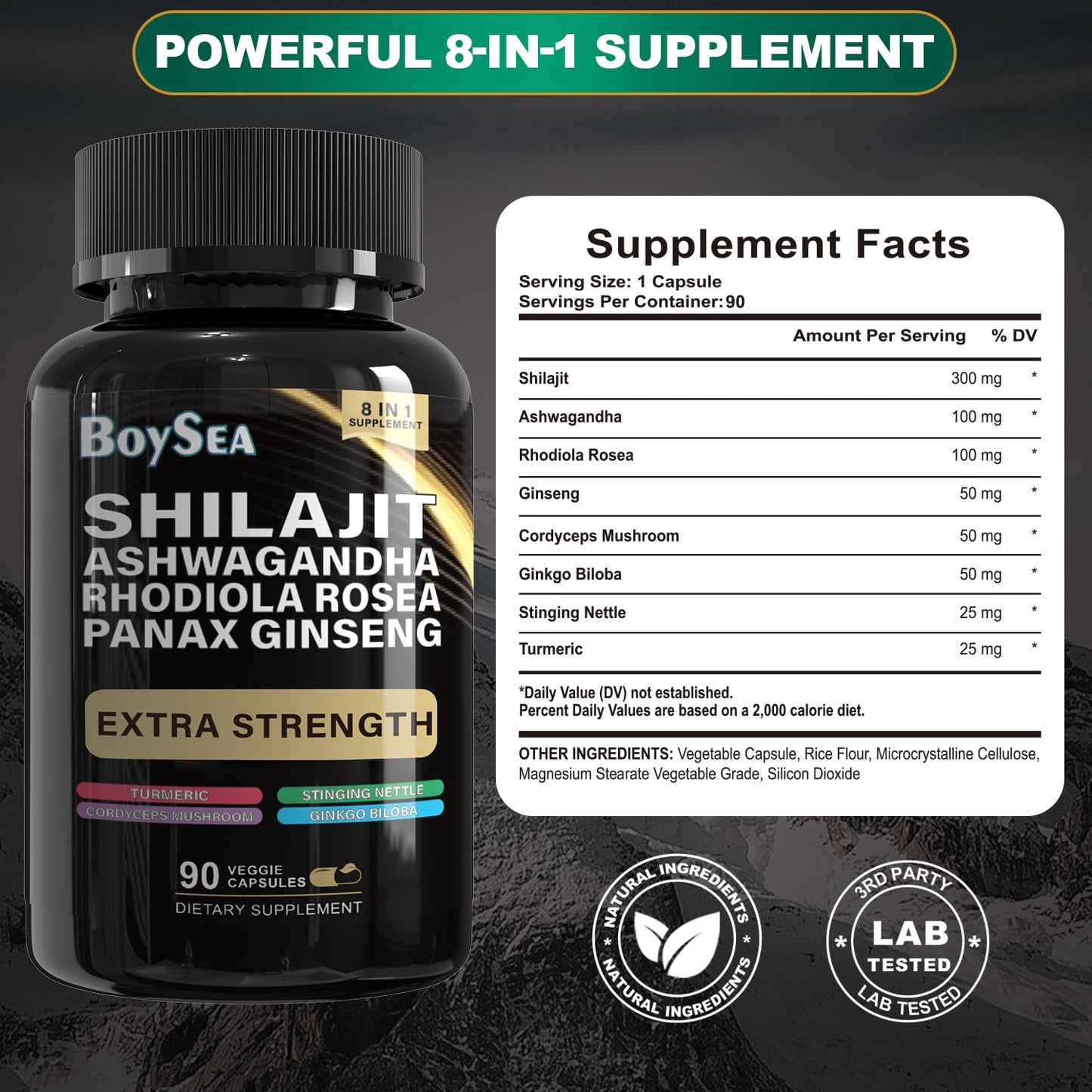 Boysea Shilajit & Sea Moss Bundle - 90 Count - All-in-One Capsules