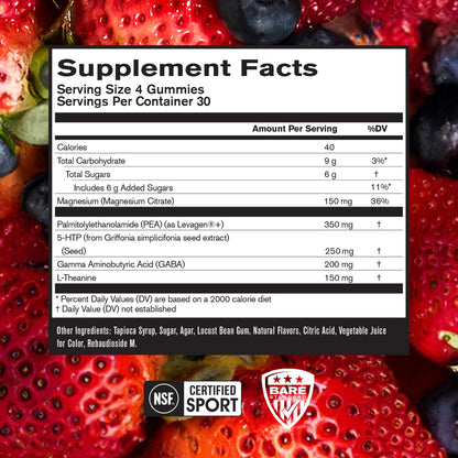 BARE PERFORMANCE NUTRITION BPN Peak Sleep Gummy – Berry Sleep Aid & Recovery Support (30 Servings)