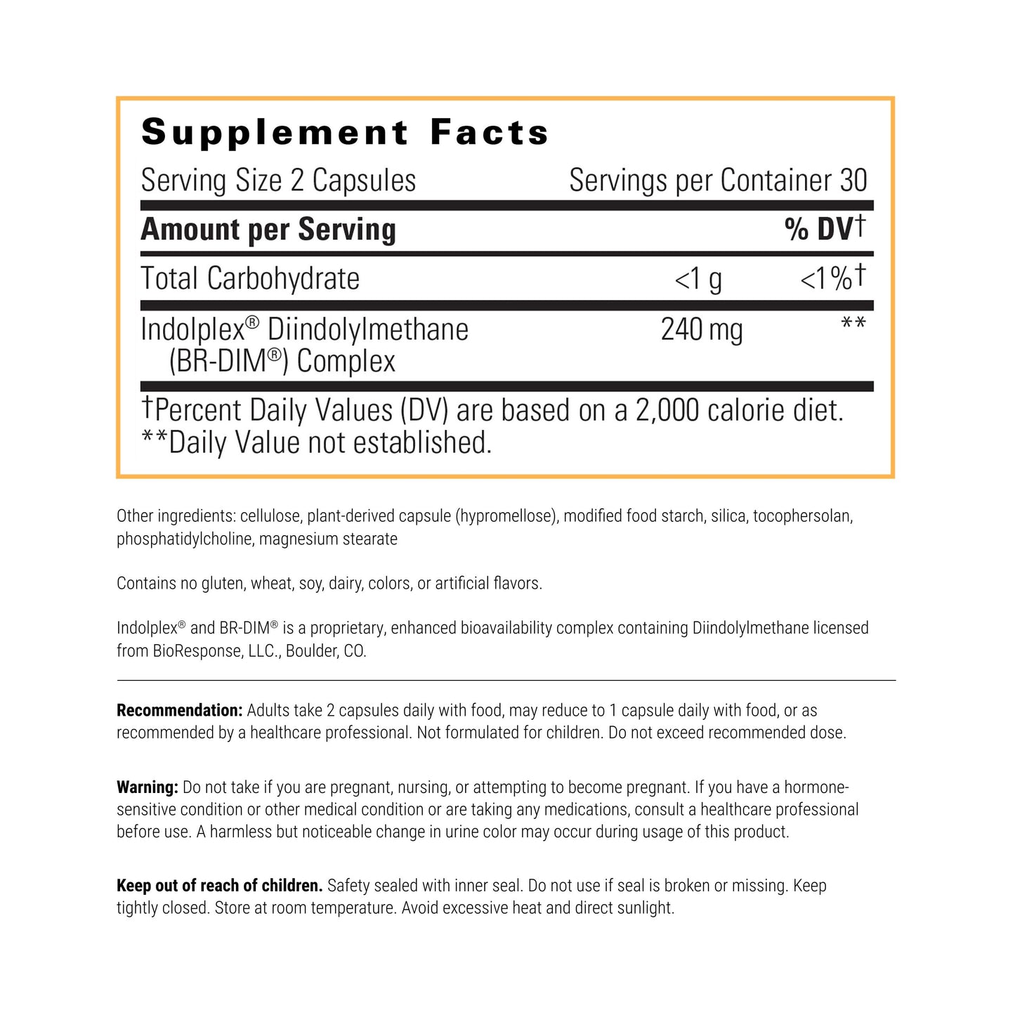 Integrative Therapeutics Indolplex – 240mg Bioavailable DIM for Hormone Balance Support; Gluten & Dairy Free - 60 Capsules