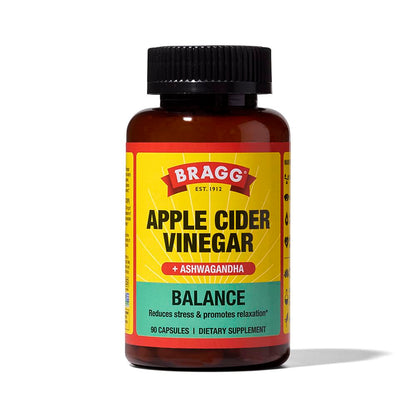 Bragg Daily Balance ACV + Sensoril Ashwagandha Capsules - 750mg Acetic Acid, 90 Pills