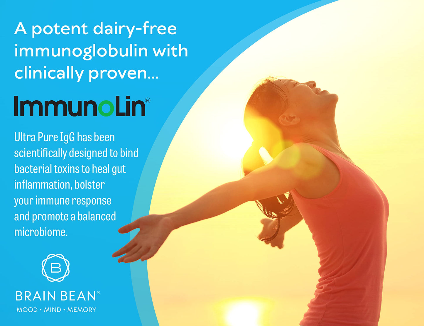 Brain Basics Ultra Pure IgG Supplement – Dairy-Free IgG-Immunolin Powder, 150g, 60 Servings