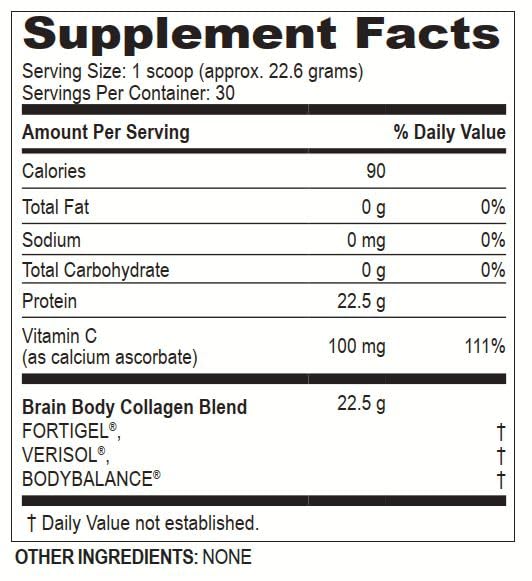 Brain Body Collagen Peptides Powder – Unflavored 678g | 30 Servings, 22g Protein